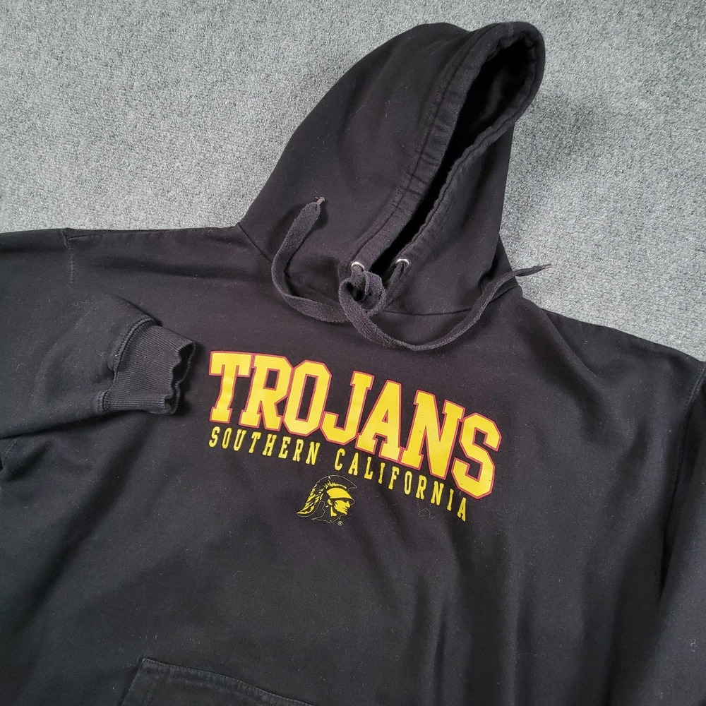 USC Trojans Hoodie Sweatshirt Mens Large Black NCAA Football Old Varsity Brand